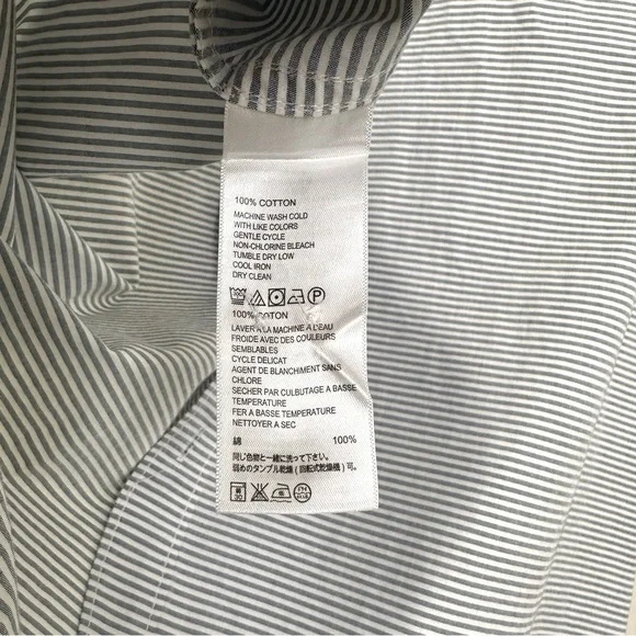 Tommy Bahama Men’s XXL Cotton White & Blue Striped Button Down Short Sleeve - Picture 6 of 6